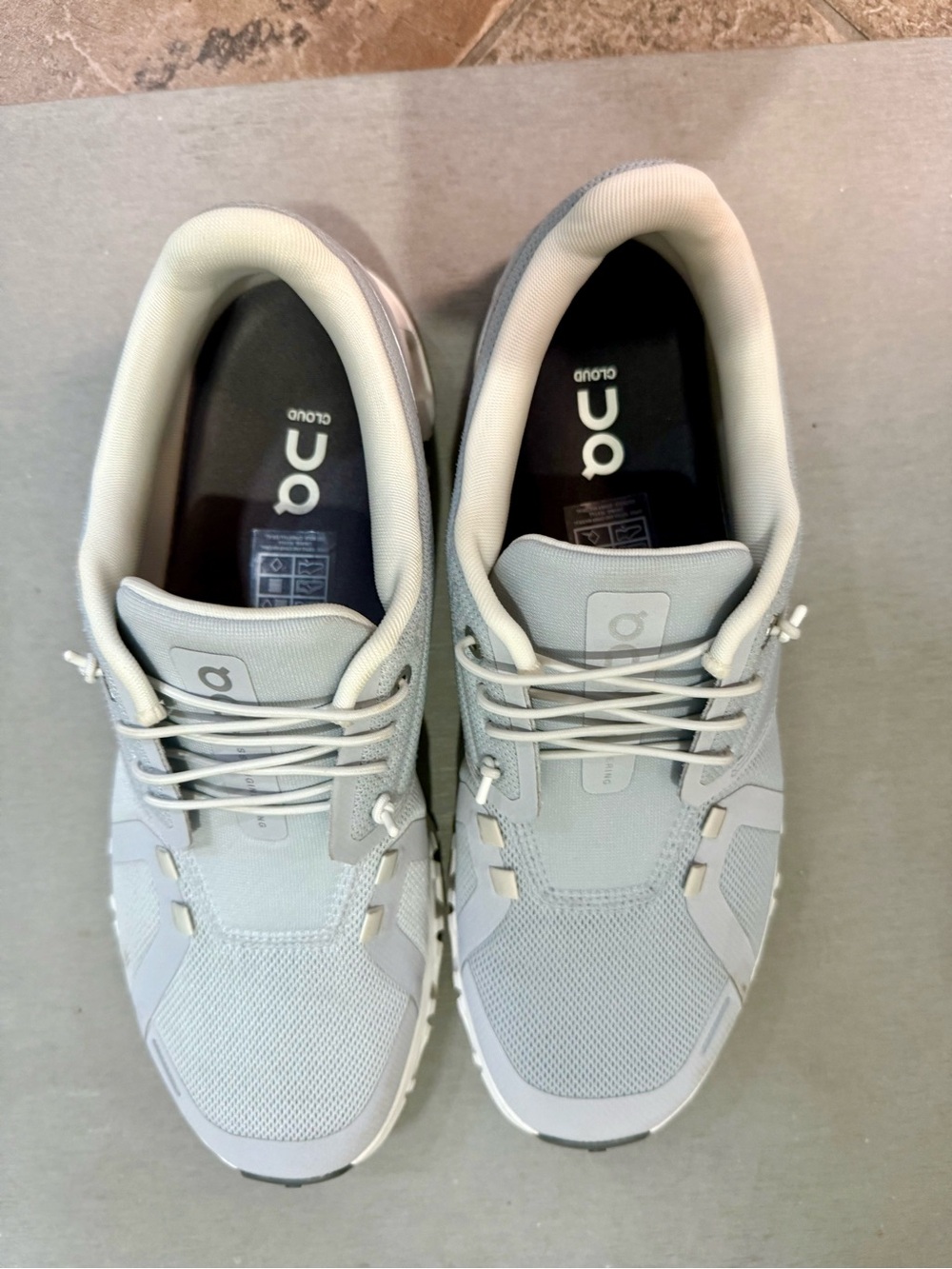 On Cloud Women's Athletic Sneakers in Light Gray and White